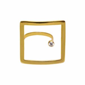 "My Strass", Γυναικείο ασημένιο δακτυλίδι - Τετράγωνο GW (code: 8338)