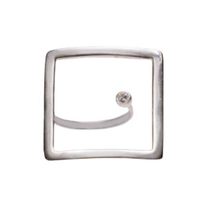 "My Strass" , Γυναικείο ασημένιο δακτυλίδι - Τετράγωνο WW (cod: 8374)