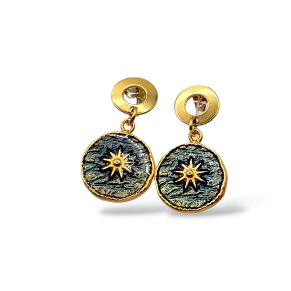 green enamel earrings